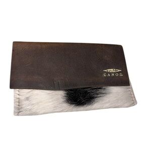 Canoe Brown and White Fur cowhide Wallet